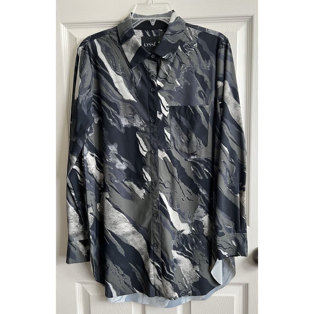 LYSSE Bundle Of 8 Solid Print Button Down Wrinkle Resistant Career Blouses Tops - Picture 13 of 16
